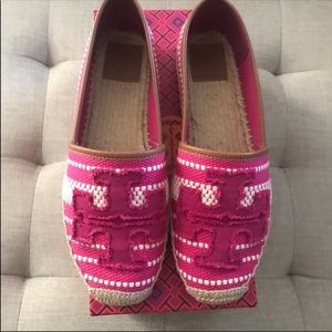 Tory Burch Pink and White Espadrilles